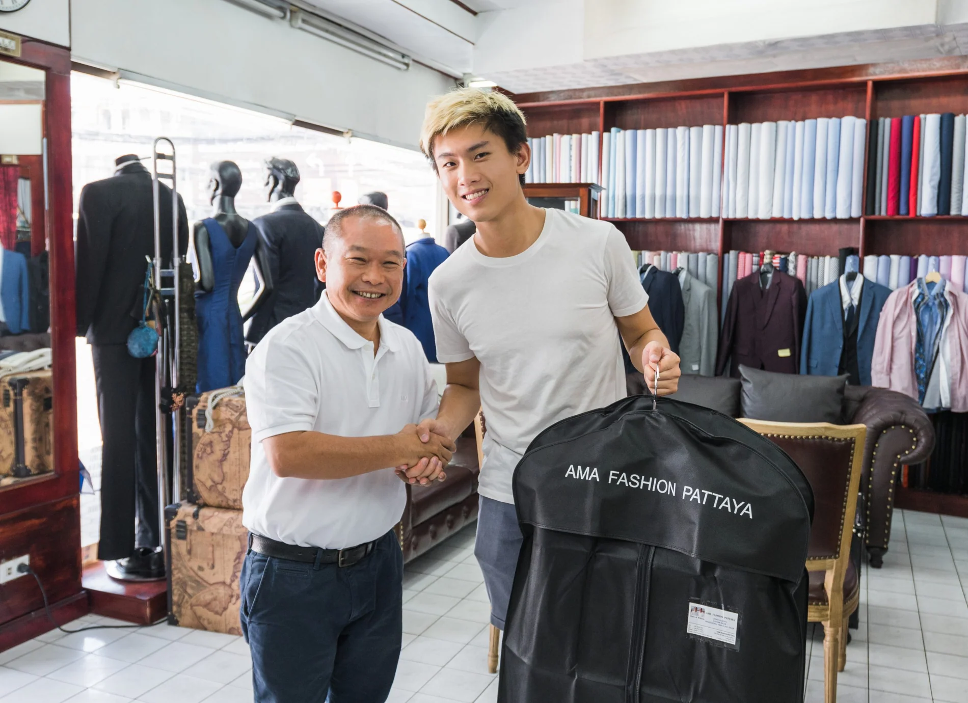 A customer fitting at AMA Fashion Pattaya